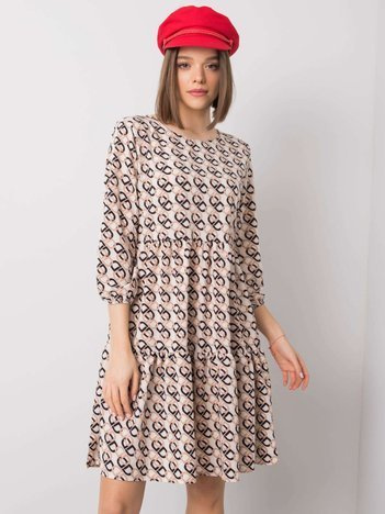 Ecru sukienka z falbaną Libby RUE PARIS