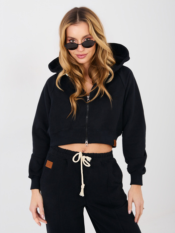 Czarny dresowy komplet z bluzą z kapturem NATURAL SIDE