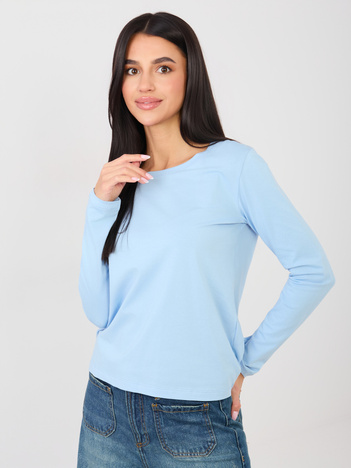 Jasnoniebieska bluzka basic z długim rękawem RUE PARIS