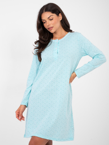 Miętowa nocna koszula z guzikami przy dekolcie