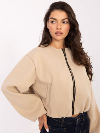 Beżowa damska kurtka balloon z suwakiem