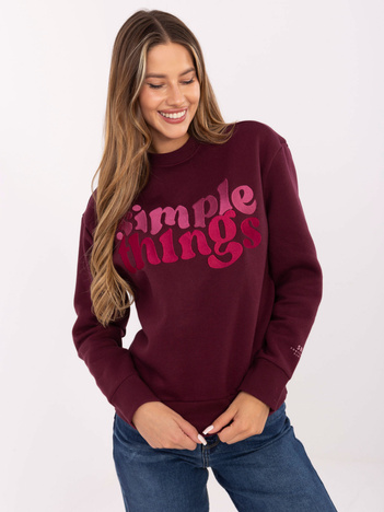 Burgundowa ocieplana bluza bez kaptura SUBLEVEL