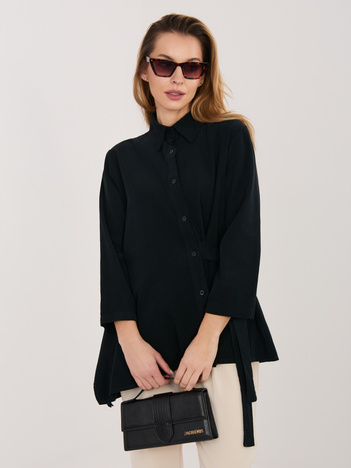 Czarna sztruksowa koszula z kołnierzykiem RUE PARIS