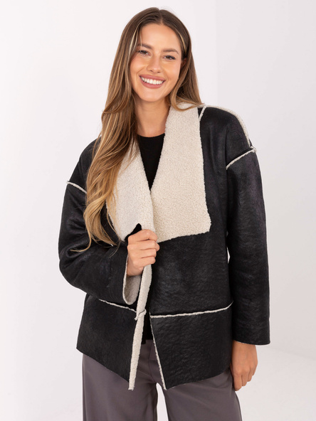 Czarna damska kurtka bez zapięcia