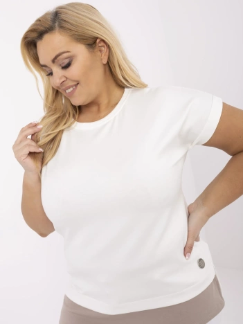 Ecru damska bluzka plus size z białą wstawką