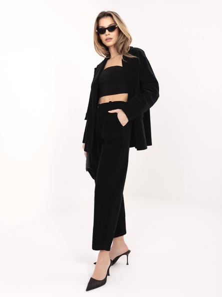 Czarne sztruksowe spodnie typu marchewki RUE PARIS