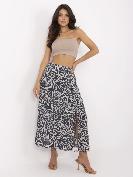 Granatowa trapezowa spódnica we wzory FRESH MADE