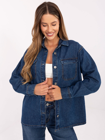 Ciemnoniebieska jeansowa kurtka z kieszeniami SUBLEVEL