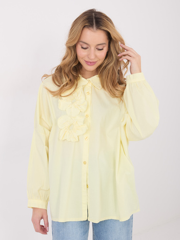 Jasnożółta damska koszula oversize z bawełny