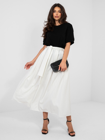 Ecru elegancka spódnica z wszytym paskiem