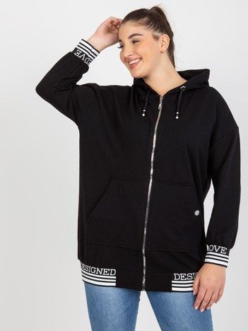 Czarna damska rozpinana bluza plus size z kieszeniami
