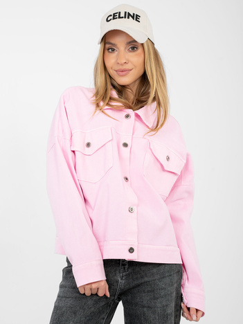 Jasnoróżowa jeansowa kurtka oversize RUE PARIS