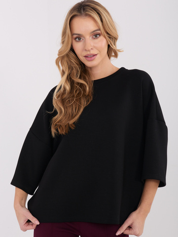 Czarna damska bluzka basic z rękawem 3/4