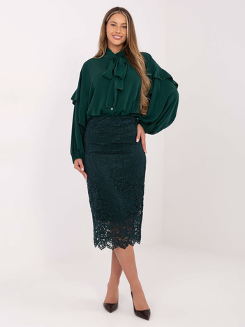 Ciemnozielona elegancka spódnica z koronki