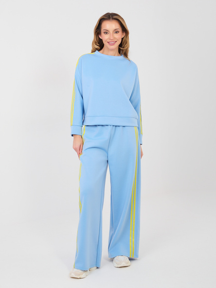 Jasnoniebieska bluza oversize z lampasami RUE PARIS