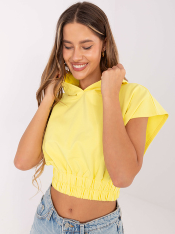 Jasnożółta krótka bluza z kapturem Jeneen