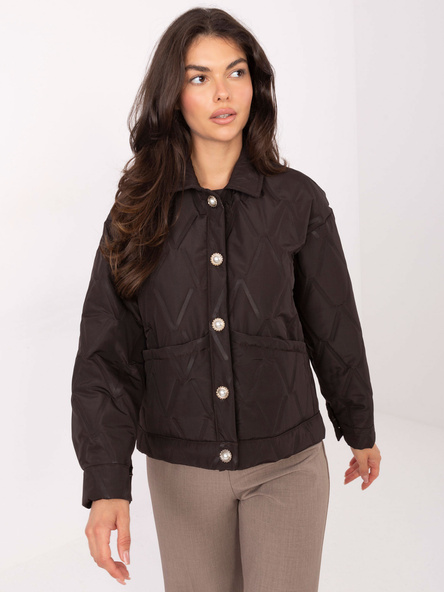 Czekoladowa kurtka z ozdobnymi guzikami RUE PARIS