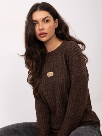 Brązowy damski sweter z miękkiej bawełny