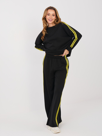 Czarny damski komplet z bluzą bez kaptura RUE PARIS