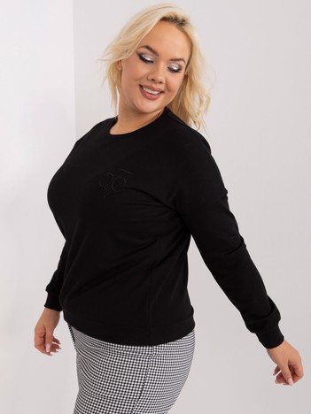 Czarna damska bluzka plus size z naszywką
