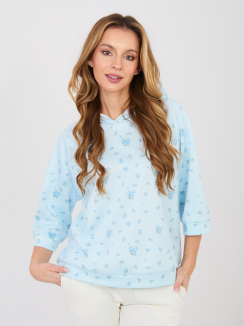 Pastelowa niebieska damska bluza z rękawem 3/4