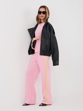 Różowe dresowe spodnie z prostą nogawką RUE PARIS