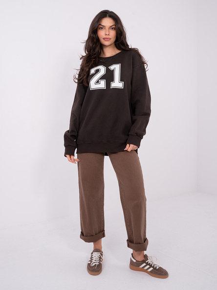 Czekoladowa długa bluza bez kaptura