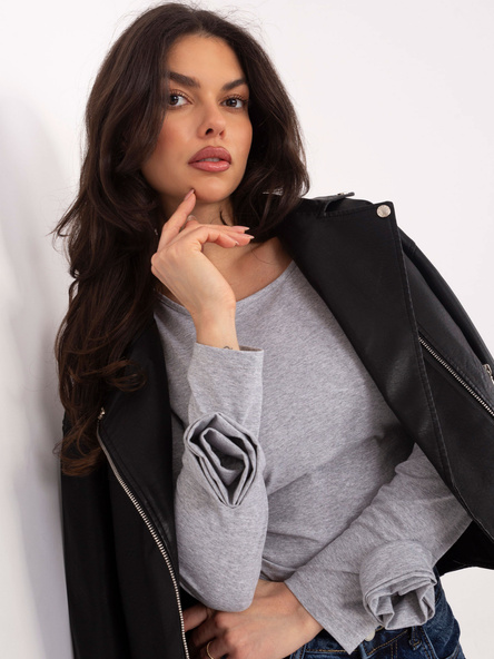 Szara damska bluzka z ozdobnymi różami