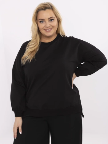 Czarna damska bluza plus size z rozcięciami