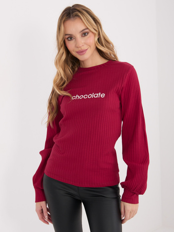 Bordowa bluzka z bufiastym rękawem RUE PARIS