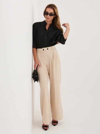 Czarna bawełniana koszula z rękawem 3/4