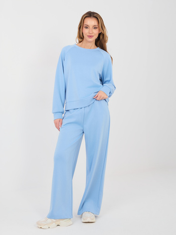 Pastelowy niebieski komplet z bluzą oversize