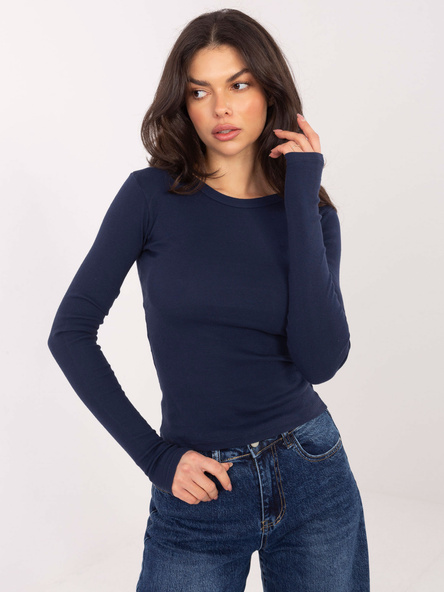 Granatowa dopasowana bluzka basic z bawełny