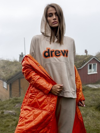 Beżowy dwuczęściowy komplet dresowy z nadrukiem