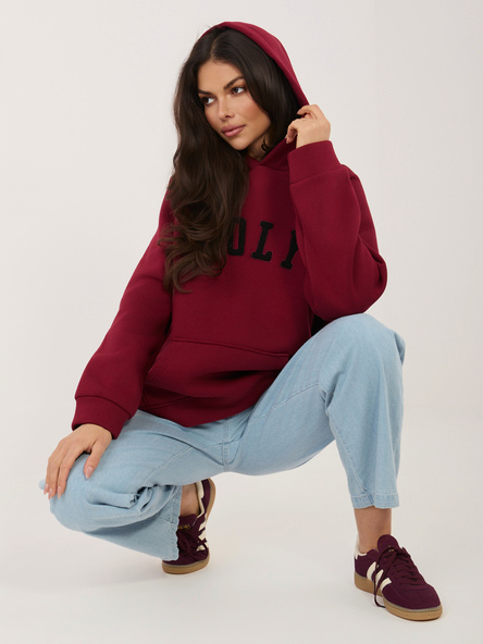 Bordowa dresowa bluza oversize z napisem RUE PARIS