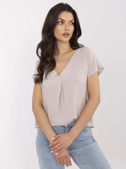 Beżowa damska bluzka z wiskozy SUBLEVEL