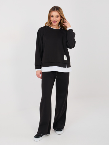 Czarny dresowy komplet z prostymi spodniami RUE PARIS