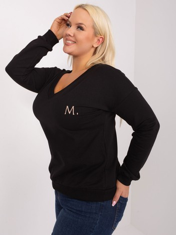 Czarna damska bluzka plus size ze ściągaczami