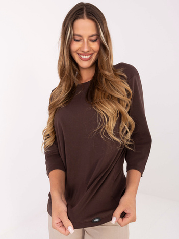 Czekoladowa bluzka oversize z okrągłym dekoltem