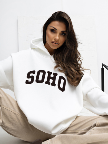 Ecru dresowa bluza z napisem Soho RUE PARIS