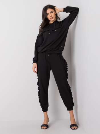 Czarny komplet z falbankami Chriss RUE PARIS