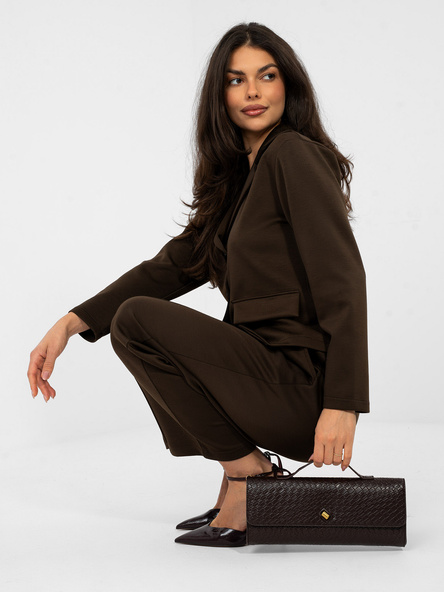 Czekoladowa dresowa marynarka z imitacją kieszeni