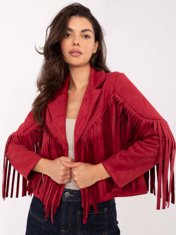 Czerwona krótka kurtka z frędzlami RUE PARIS