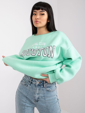 Miętowa bluza dresowa z nadrukiem Los Angeles