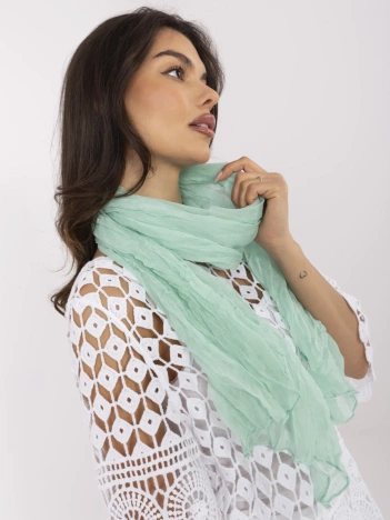 Miętowa damska chusta z marszczeniem