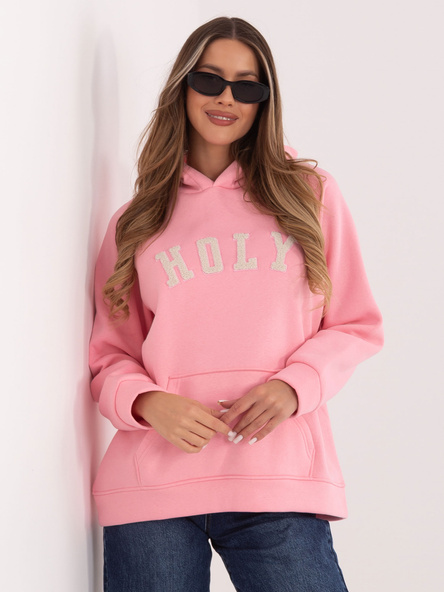 Jasnoróżowa ocieplana bluza z kapturem RUE PARIS