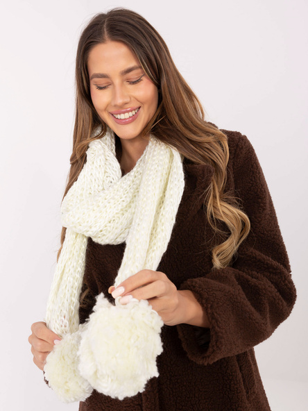 Ecru długi szal damski