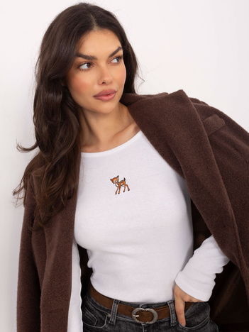 Ecru damski longsleeve z bawełny