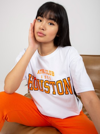 Biały luźny t-shirt z nadrukiem