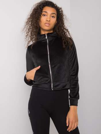 Czarna welurowa bluza rozpinana Charley RUE PARIS